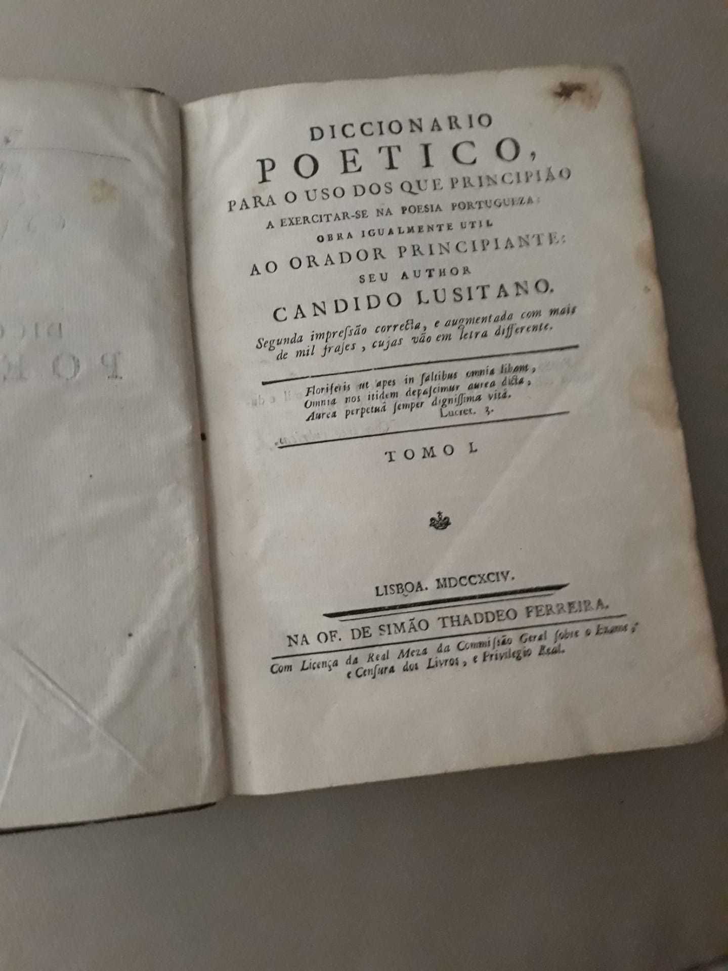 Dicionario Poetico -Candido Lusitano
