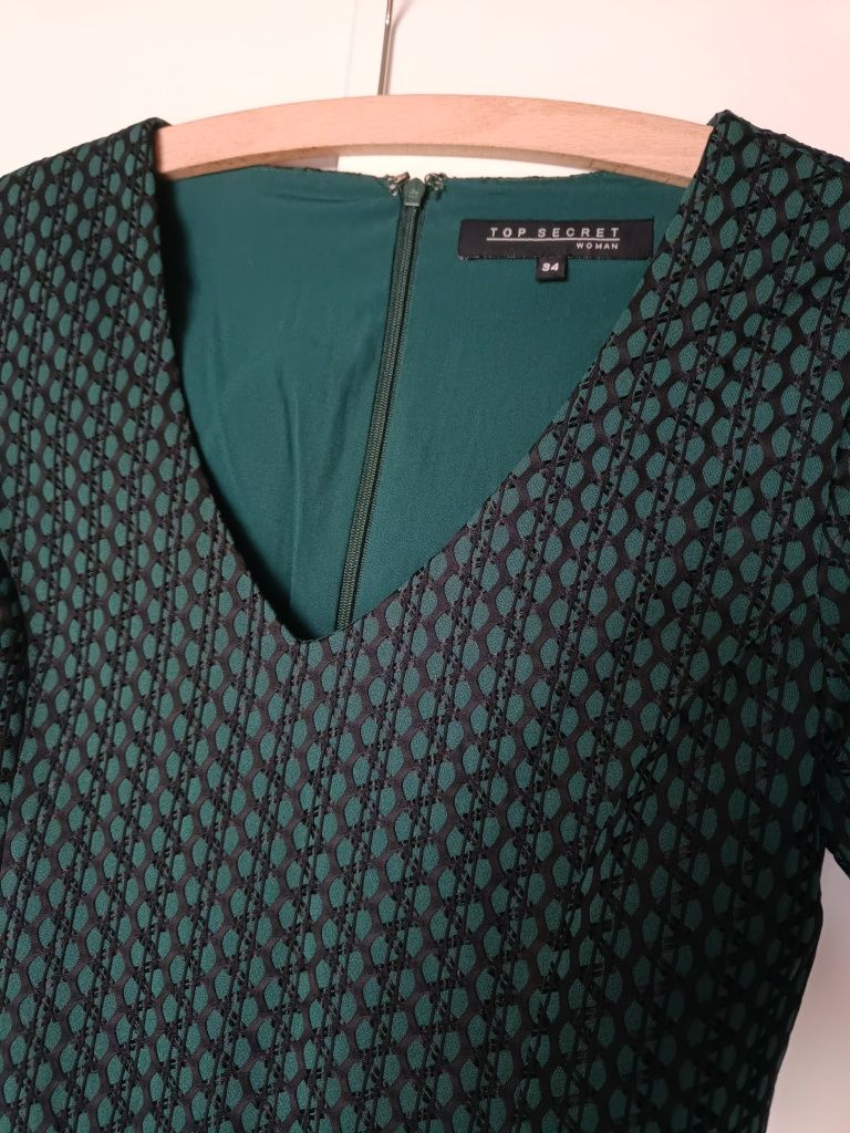 Elegancka sukienka czarno-zielona top secret  XS/34