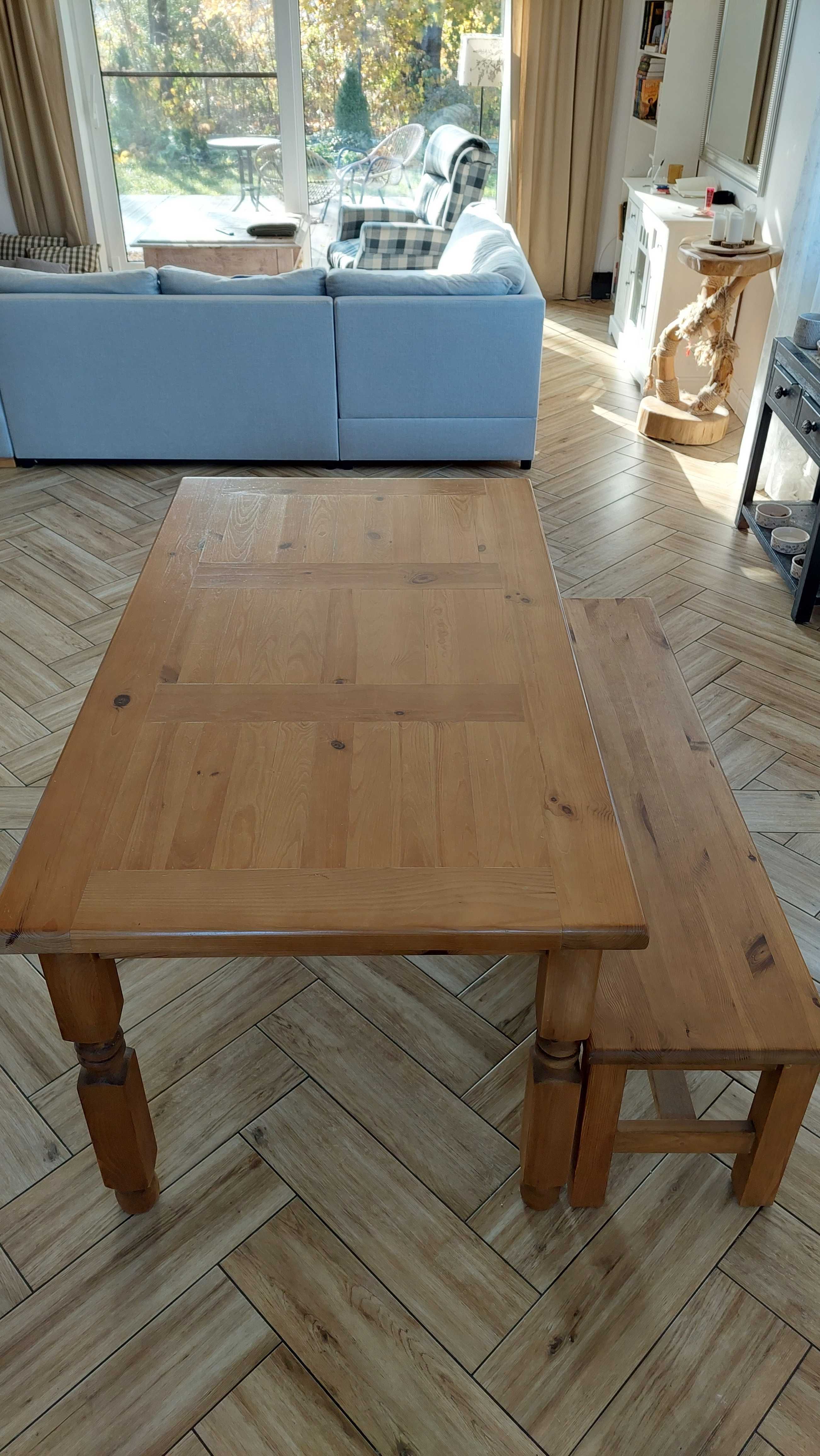 Stół z litego drewna 160 x 90 + ławka
