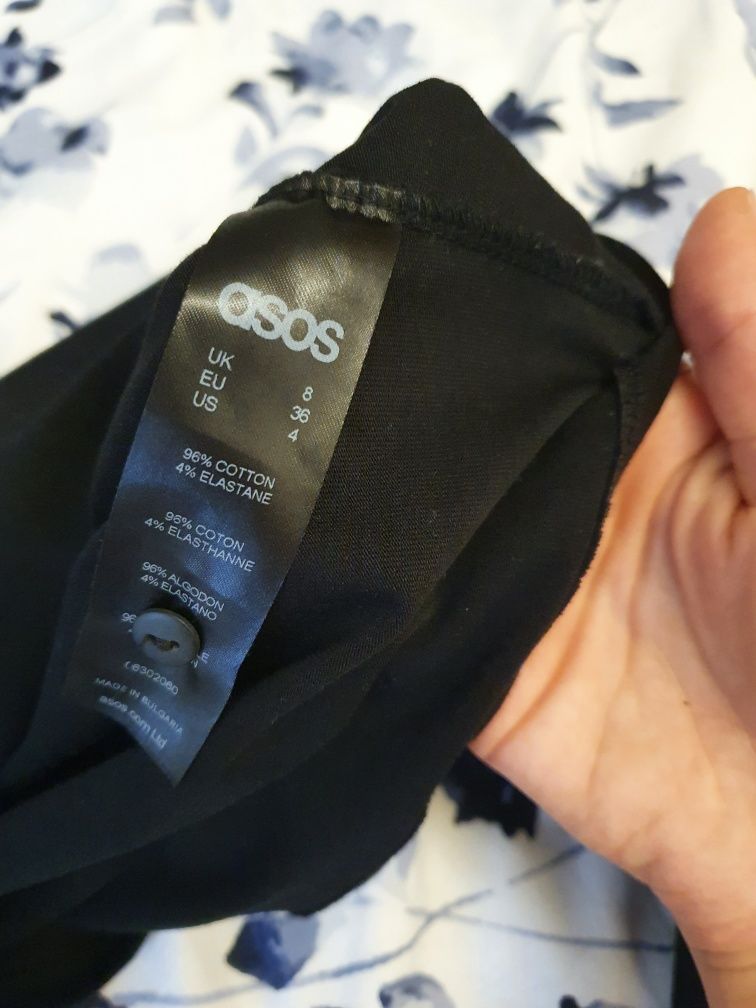 Czarny top asos z falbaną rozmiar 36