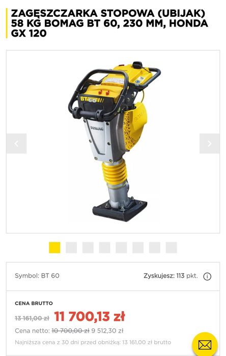 Skoczek zageszczarka stopa ubijak BOMAG BT60 honda gx120