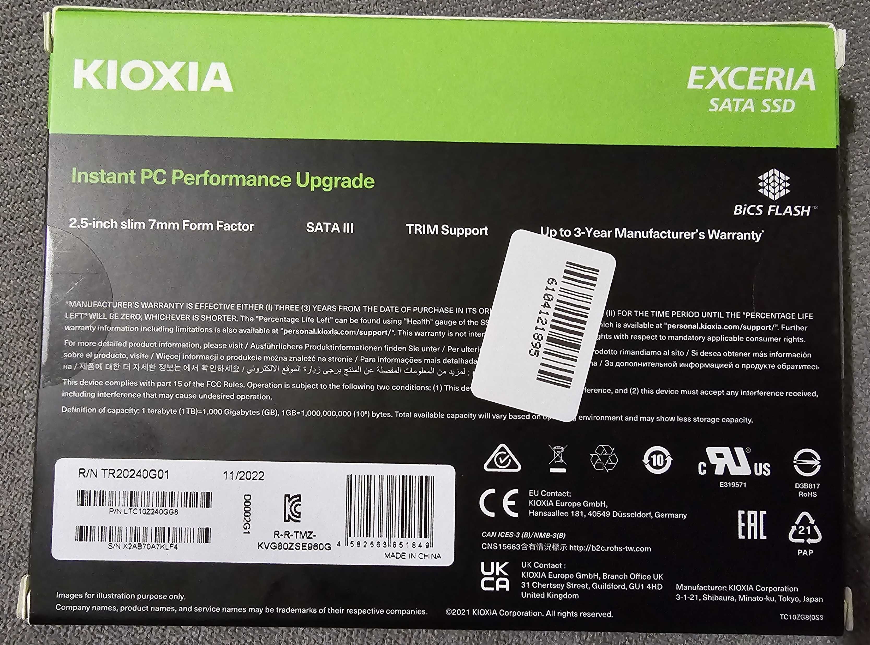 Dysk SSD KIOXIA 240GB 2,5" SATA TLC Exceria Nowy GW36M
