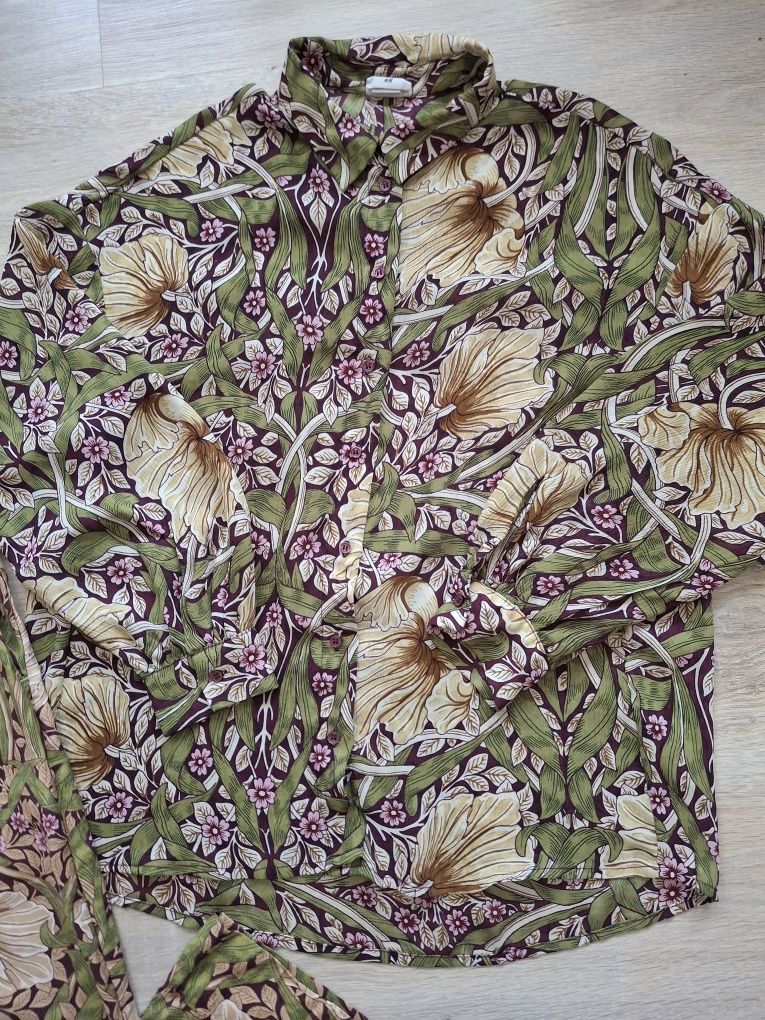 Komplet h&m xs 34 wzorzysty koszula spodnie