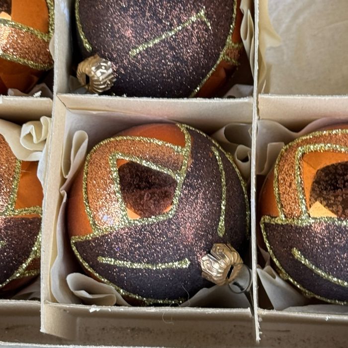 Ozdoby choinkowe bombki brokatowe PRL kolorowe B41/101606