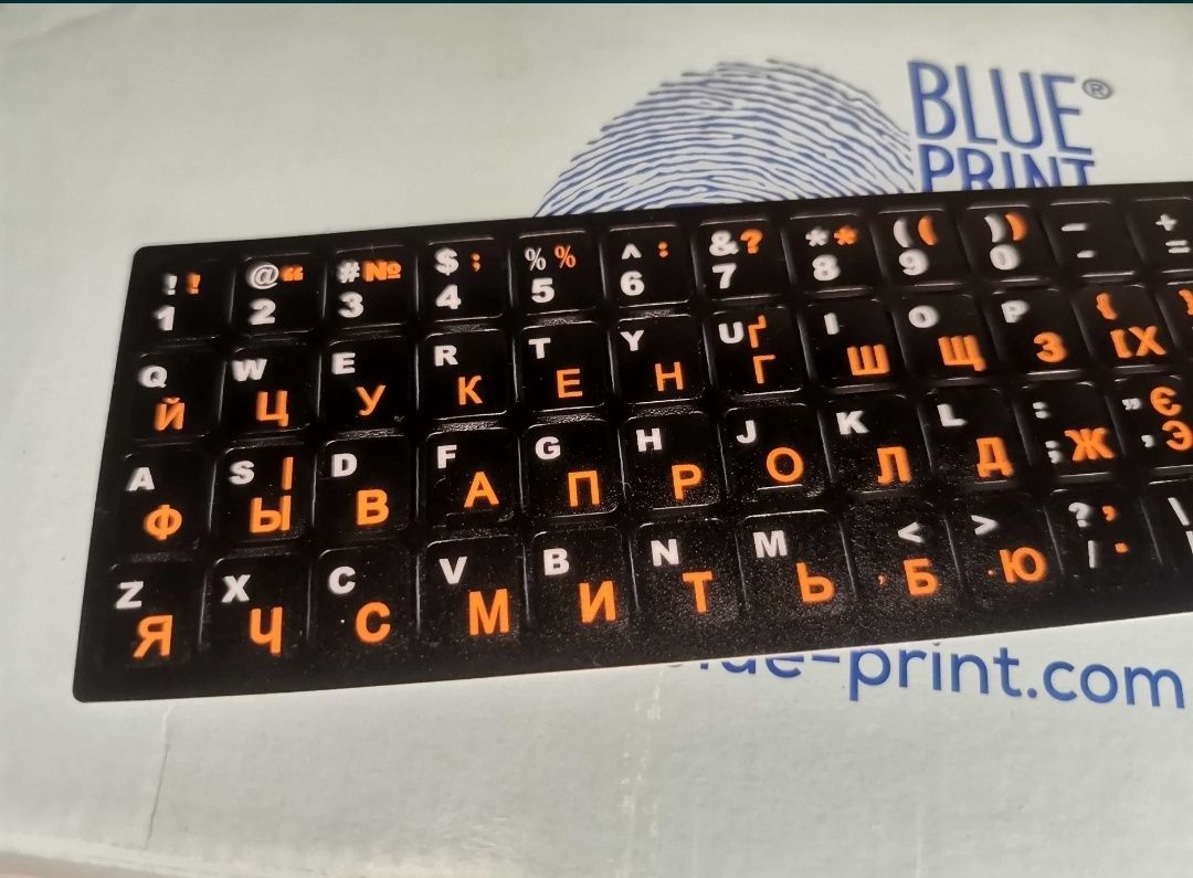 Нестираемые наклейки для клавиатуры 13х11 мм Укр\Анг\Rus