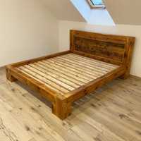 Łóżko, łóżko ze starego drewna, stare drewno, belki, kantówki