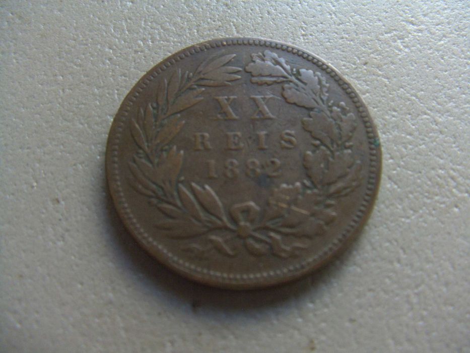Moeda de 20 reis . D.Luiz Rei de Portugal 1882