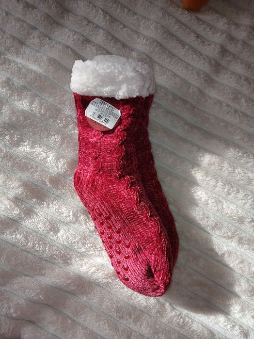 Носки-тапочки длинные, махровые