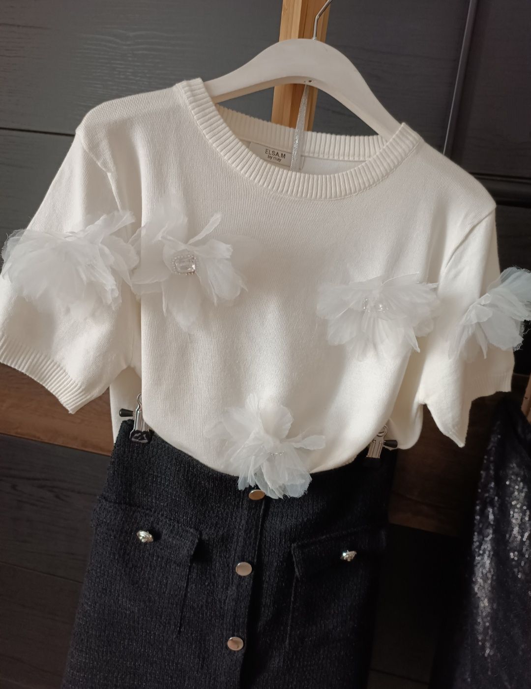 Bluzka z dzianiny S/M/L kwiaty 3 D
