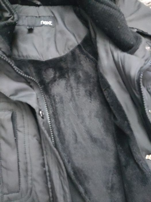 Ciepła kurtka zimowa 42 XL Next czarna z kapturem