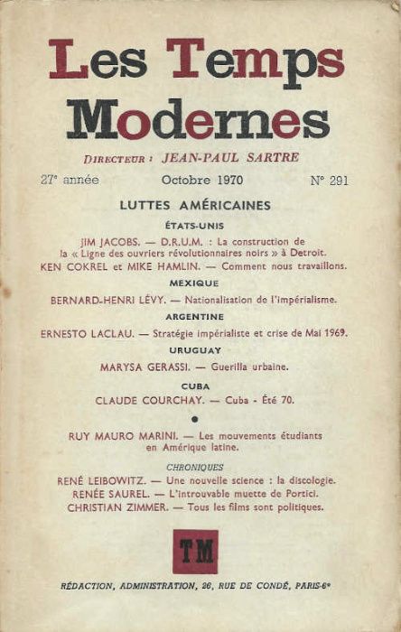 Les Temps Modernes nº 291 - Directeur: Jean-Paul Sartre