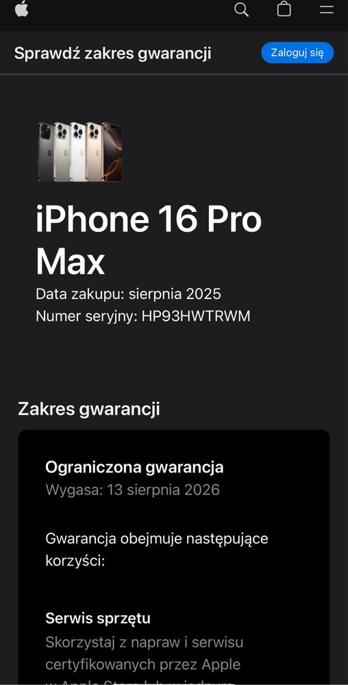 iPhone 16 Pro Max 256GB (0 cykli ladowania)