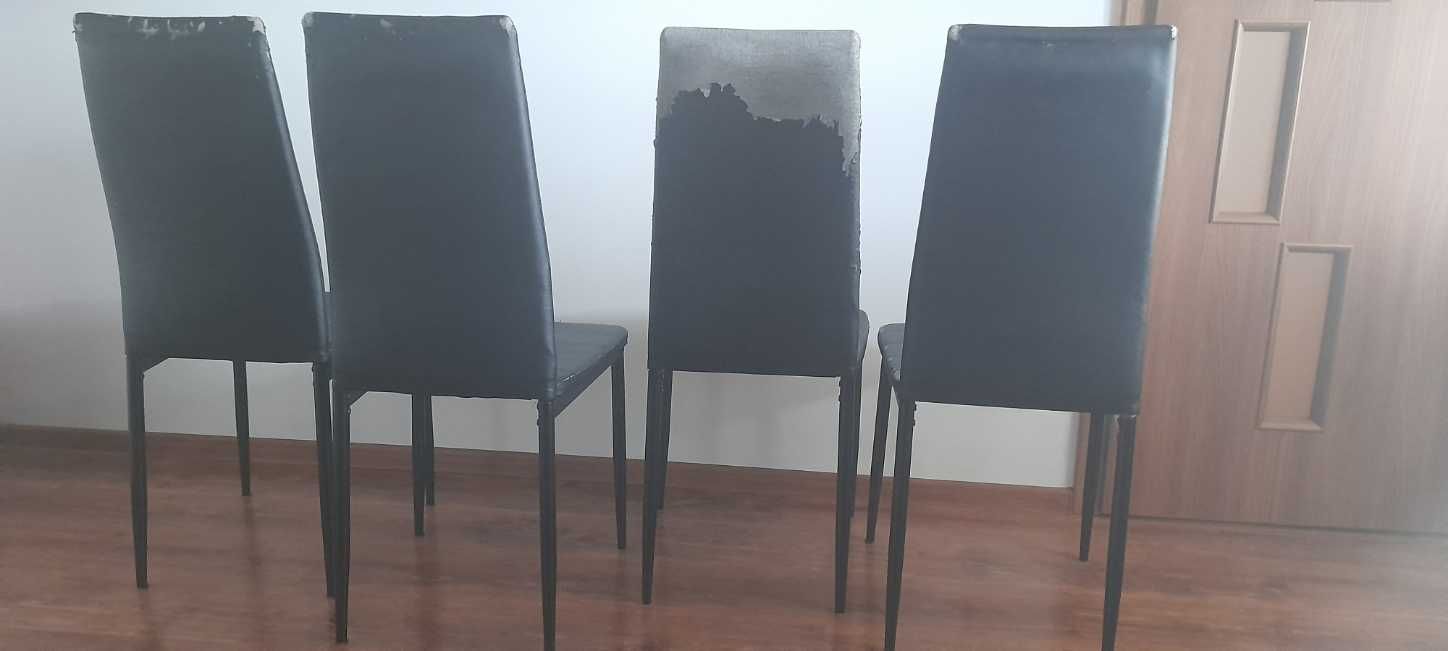 Czarne krzesła 4 szt. ekoskóra czarne krzesła z ekoskóry