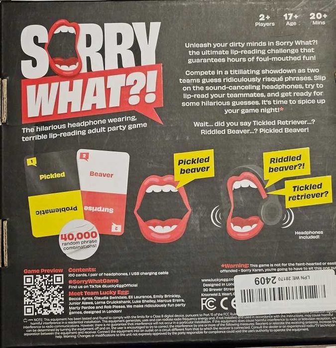 Веселая игра Sorry What !?