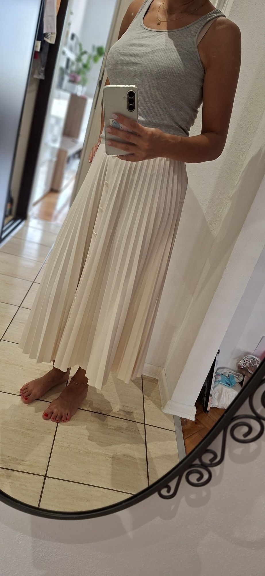 Spódnica plisowana midi Reserved r. 38 ecru