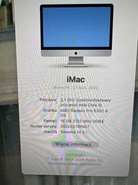 Imac 27 cali 5 K , 3.1 ghz 6 rdz. Core i 5 16 gb Ram