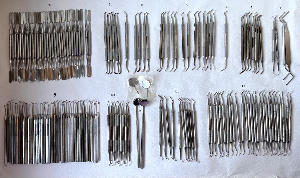 Стоматологічний інструменти штопфери, гладилки, кюретки
