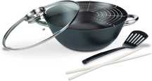 Wok Żeliwny 6,2L z Pokrywką GSW 860956, 32 cm, Garnek, Indukcja