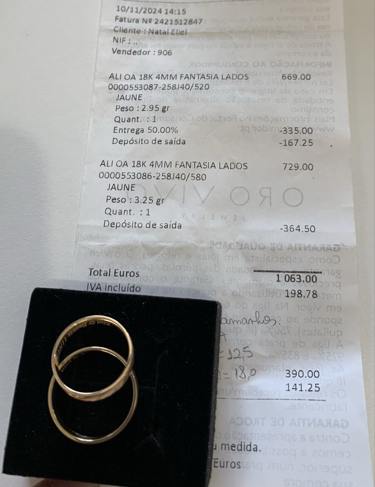 Par alinaças ouro 18K