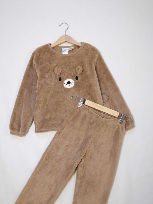 Ciepła polarowa chłopięca piżama pluszowy miś H&M 122-128