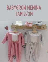 Babygrow cinza menina 2-3M