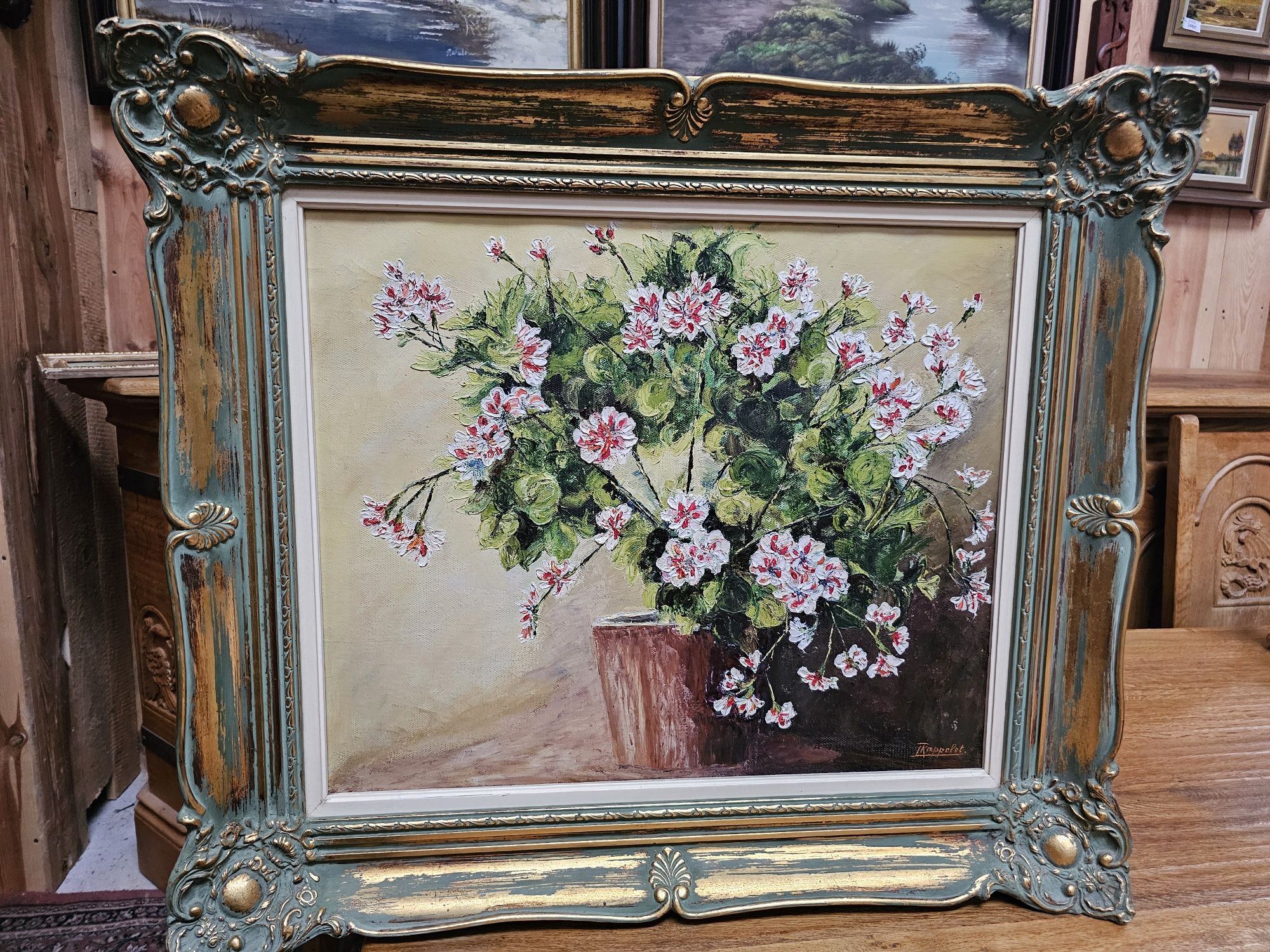 Obraz malowany na płótnie pelargonie kwiaty #875 Stylowy Węgrów