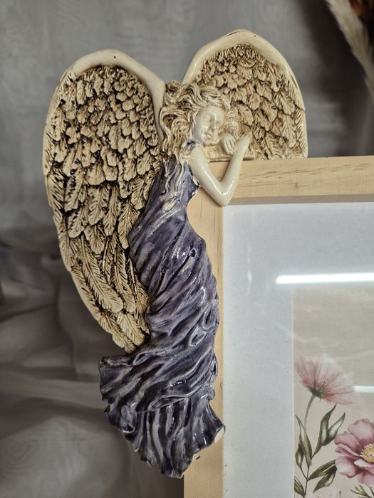 Anioły na ramkę, ramka na zdjecia, prezent, Rękodzieło