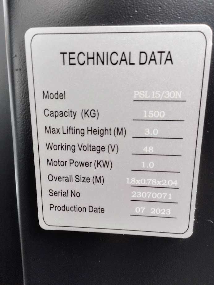 Empilhador elétrico 2,5Ton -  48V - Novo