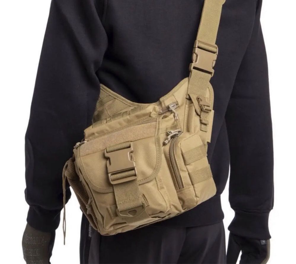 Тактична військова сумка через плече 10л койот, олива, чорний
