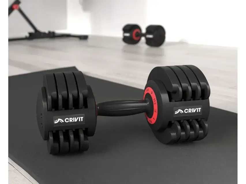Якісні регульовані гантелі Crivit Sports 2×11.5кг фітнес жим дома