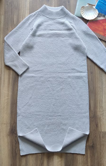 Тепла в'язана сукня плаття S-М сіро-блакитна