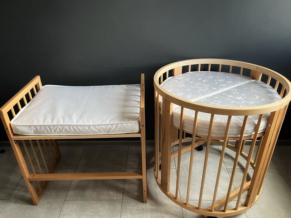 Łożeczko dziecięce 7w1 nowe okrągle owalne, kojec przewijak