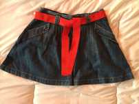 Saia de ganga curta com laço vermelho, Zara