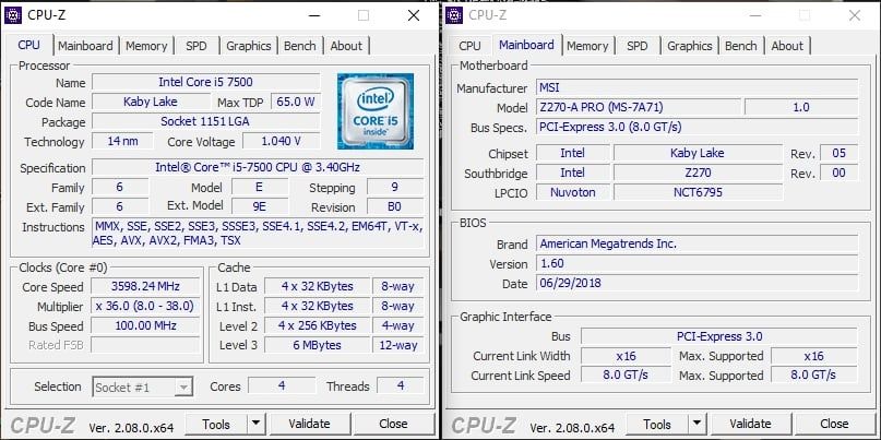 Płyta główna MSI z270-A-PRO+i57500+16GB DDR4 Geil