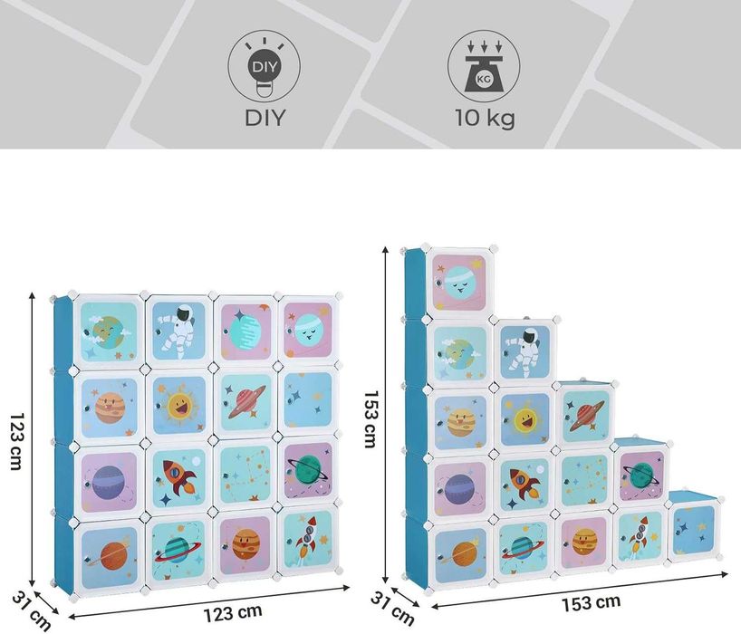 Regał MODUŁOWY Dziecięcy System Szybkiego Montażu RÓŻNE KOLORY