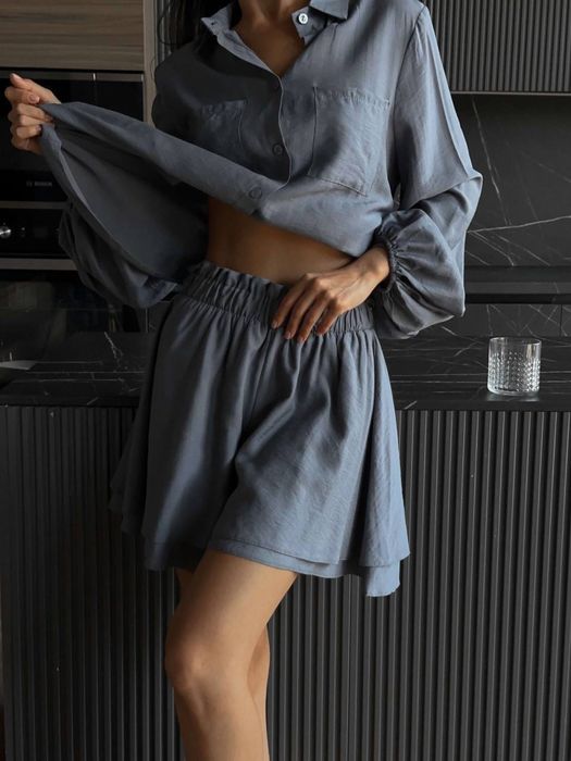 Костюм шорти і блуза. Креп, жатка.