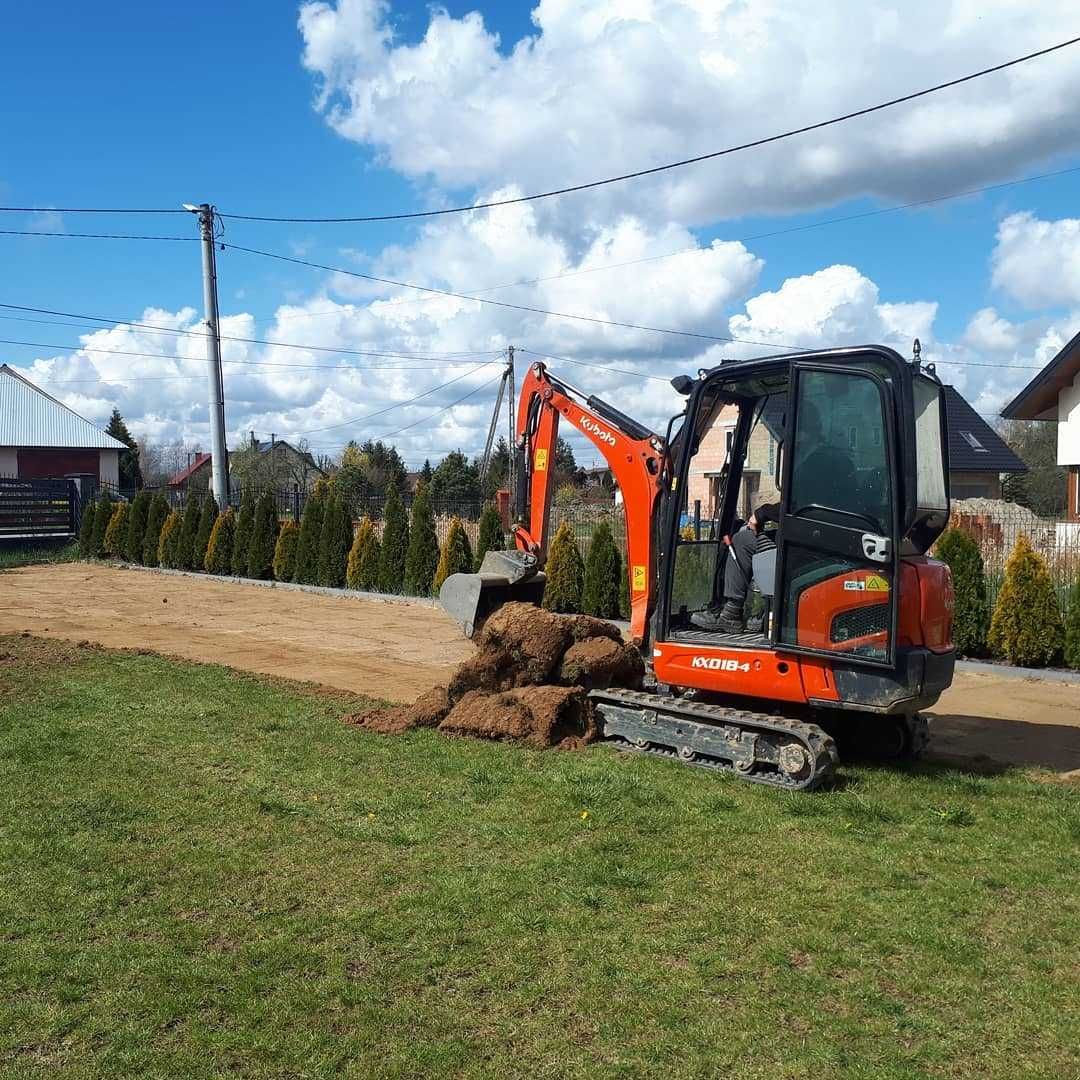 Usługi minikoparką, koparko-ładowarka, minikoparka, koparka kołowa,