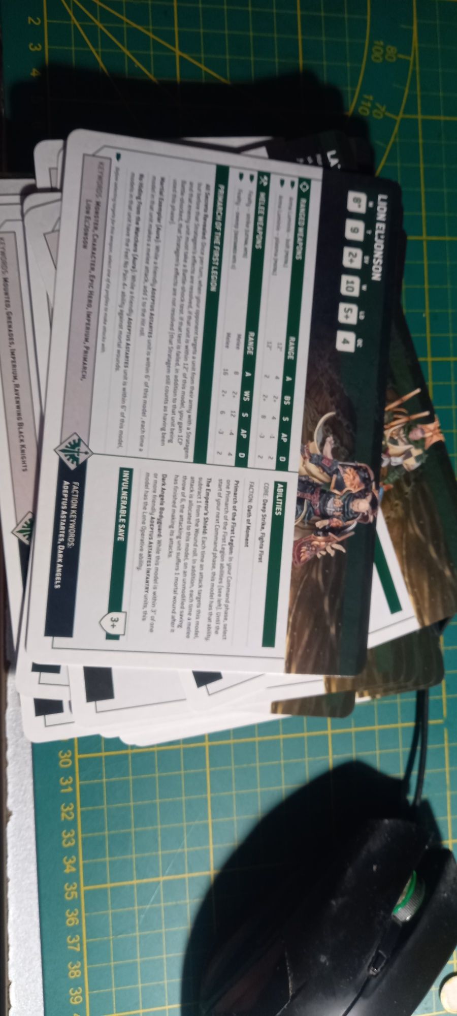 Warhammer 40 dark Angels codex i datacards