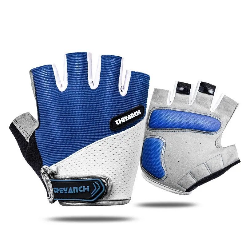 Rękawice Rowerowe Half Finger silikonowe Black-Blue-Grey L