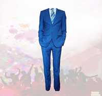 Костюм мужской Calvados blue, 40% шерсти, 48р. + галстук
