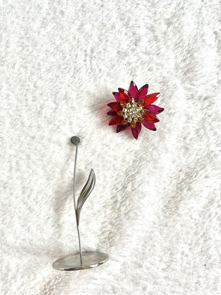 Kryształowy oryginalny kwiat Swarovski czerwony różowy