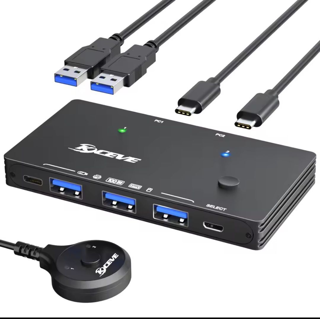 Перемикач KCEVE USB 3.2 10 Гбіт/с з 2 входами та 4 виходами USB C .