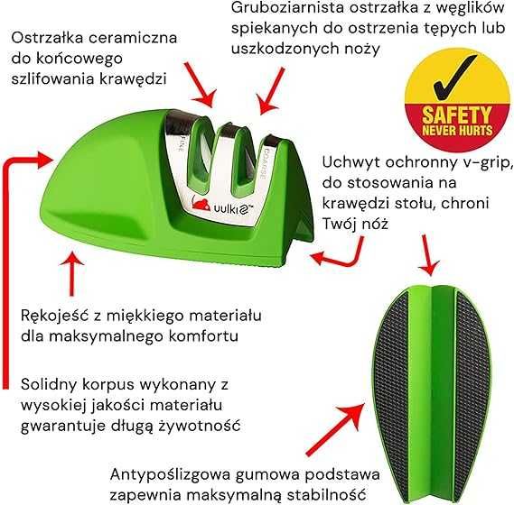 Ostrzałka do noży z antypoślizgową gumową podstawą i gumową powłoką