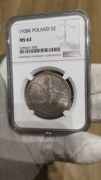 5 zł Nike 1928 NGC MS 62!!!