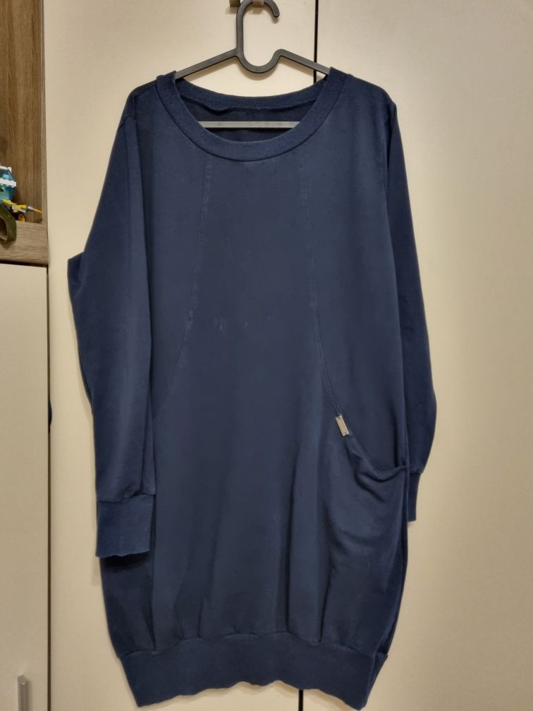 Długa granatowa bluza, sukienka, tunika dresowa rozmiar 42-44