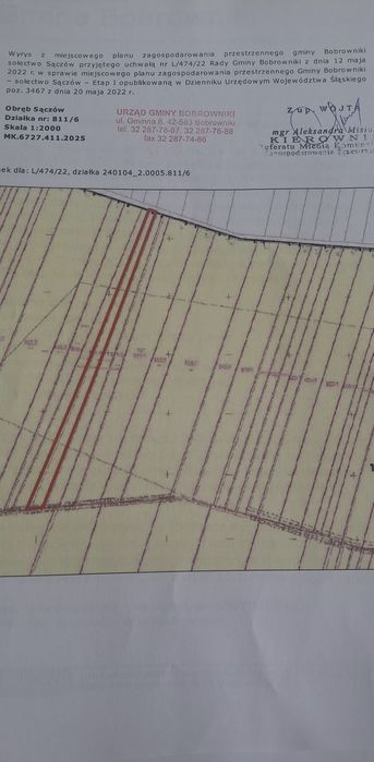 Działka rolna 0,2219 ha Sączów.  Śląskie