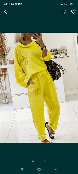 Komplet lniany damski