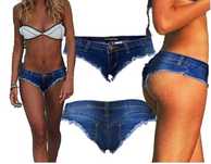 Damskie Krótkie Szorty Spodenki Jeansowe Postrzępione Sexi Odważne -XL