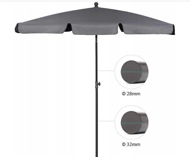 NOWY Parasol Prostokąt 200 x 125 cm Łamana Czasza !