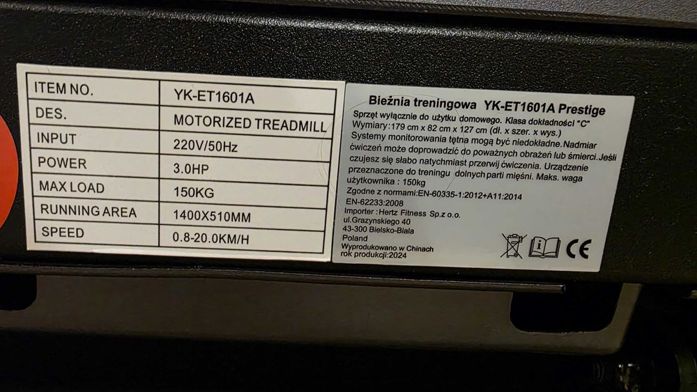 Bieżnia elektryczna HERTZ FITNESS Prestige